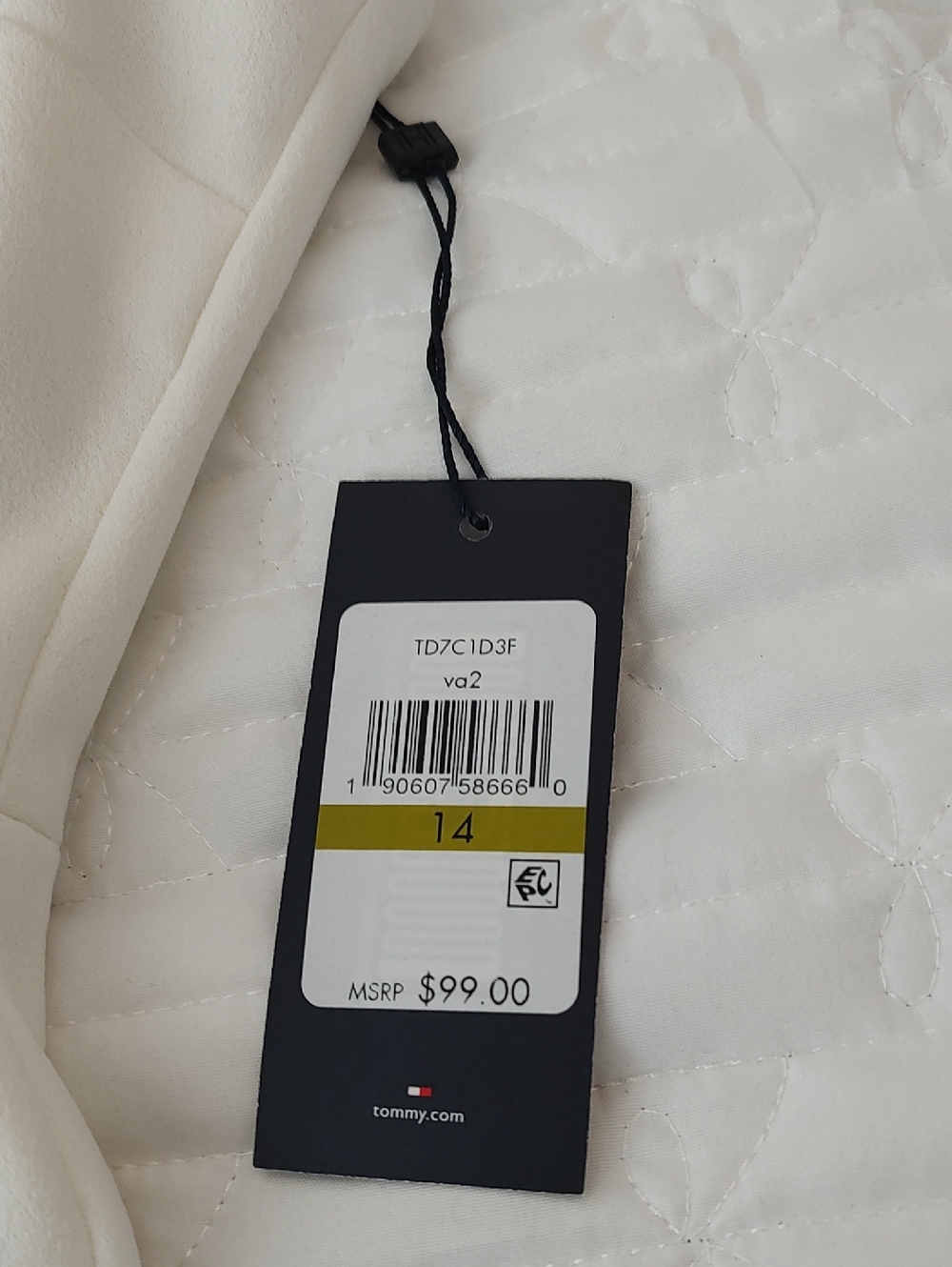 Tommy Hilfiger White Sleeveless Midi Dress with Black Trim - Picture 8 of 8